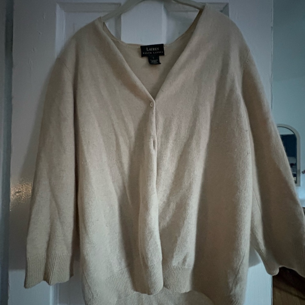 Elegant Cream Lauren by Ralph Lauren cashmere cardigan